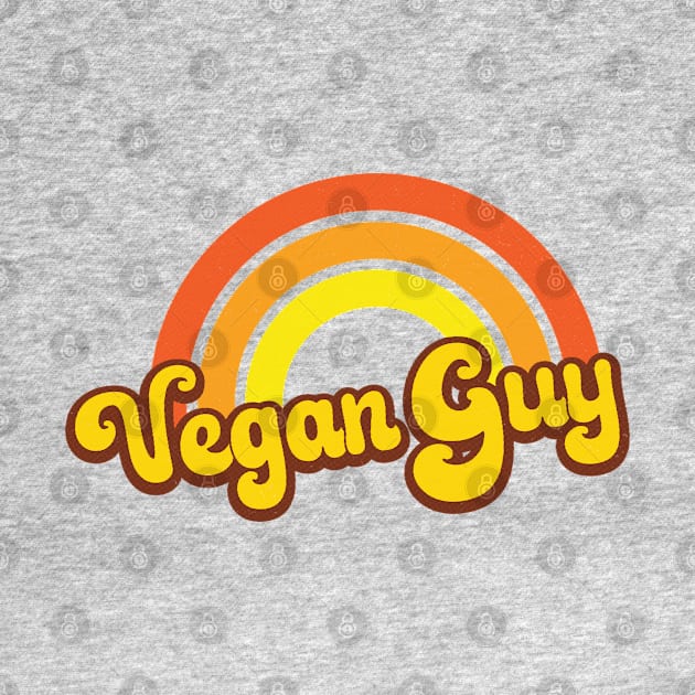 Vegan Guy Retro Rainbow Orange by Jitterfly